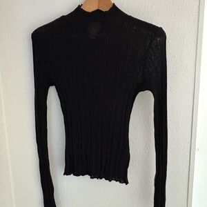 H&M Black Long Sheer Sleeve Top